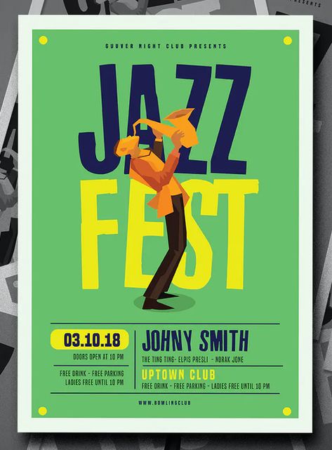 Jazz Festival Flyer Template AI, PSD Jazz Saxophone, Concert Poster Design, Jazz Poster, Festival Flyer, Jazz Art, Jazz Fest, Graphic Design Flyer, Jazz Festival, Graphic Templates