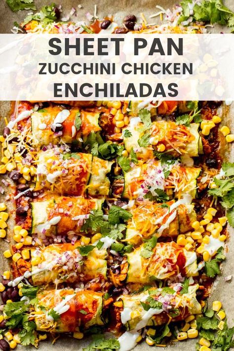 Low Carb Supper Recipes, Mexican Food Recipes Low Carb, Sheet Pan Zucchini, Pan Zucchini, Zucchini Chicken, Low Carb Dinners, Zucchini Enchiladas, Prep Food, Tummy Yummy