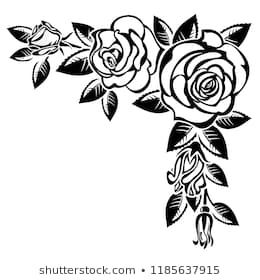 Corner of roses on a white background; Rosas Vector, Rose Template, About Rose, Flower Silhouette, Silhouette Template, Rose Drawing, Rose Pictures, Flower Stencil, Vector Flowers