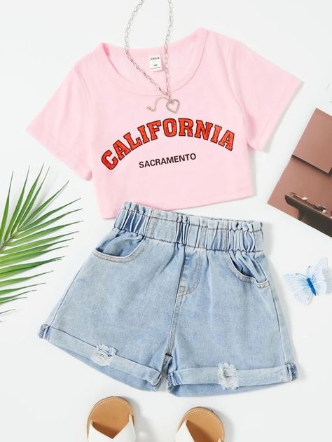 Casual Outfits For Summer 2023, Clothes For 8 Yrs Old, Summer Outfits For Girls 10-12, Clothes For 10 Years Old Girl, Cute Crop Tops For Kids, Cute Outfits For Kids 9-10, Cute Shein Clothes, Cute Outfits Preppy, Summer Outfits For Kids