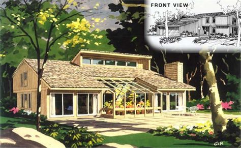 Main image for house plan # 4035 Passive Solar House Plans, Solar House Plans, Solar Home, Passive Solar Homes, Passive Solar Design, Home Greenhouse, Greenhouse Plans, Passive Solar, Solar House