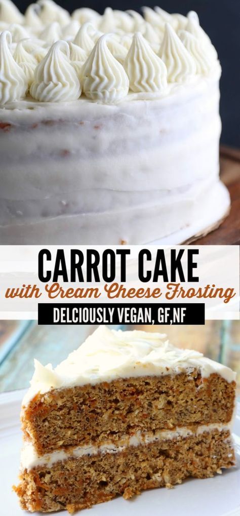 Vegan Carrot Cake Recipe, Fit Mitten Kitchen, Vegan Cream Cheese Frosting, Vegan Carrot Cake, Gluten Free Carrot Cake, Vegan Carrot Cakes, Low Carb Snack, Vegan Cake Recipes, Cake Vegan