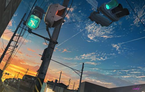 by banishment #anime #art #origin #background Stars In Sky, Aesthetic Anime Gif, Fantasy World Ideas, Building Scenery, Environment Photo, Background Gif, Japanese City, Story Backgrounds, Makoto Shinkai