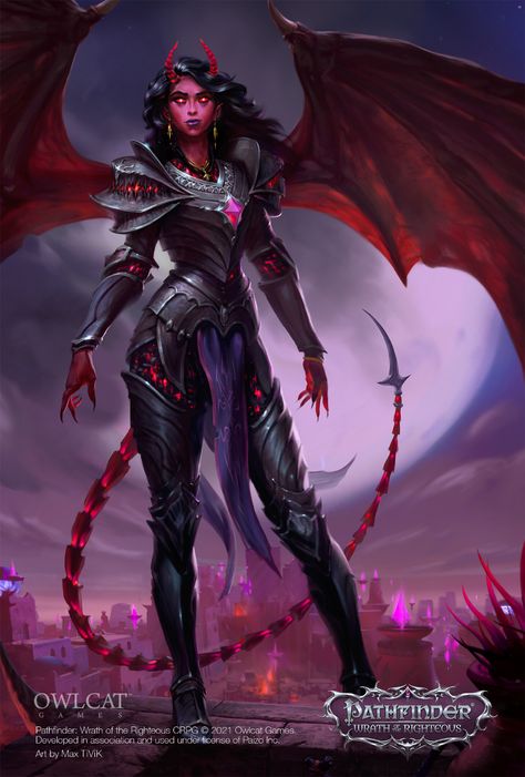 ArtStation - Mythic Demon , Max TIVIK Demon Dnd, Wrath Of The Righteous, Female Demons, Fantasy Demon, Pathfinder Character, Fantasy Races, Dungeons And Dragons Characters, Demon Art, Beautiful Dark Art