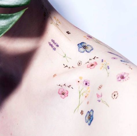 Garden Tattoo Design, Flower Garden Tattoo, Mortal Shell, Tiny Flower Tattoos, Small Girly Tattoos, Garden Tattoos, Hip Tattoos, Garden Tattoo, Wicked Tattoos