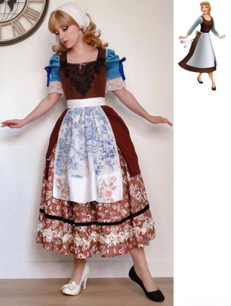 My Fair Lady Costume, Cartoon Characters Inspired Outfits, Cinderella Dress Diy, Cinderella Maid Dress, Princess Outfit Ideas, Fairy Godmother Costume, Disney Princess Dress Up, Cinderella Outfit, Cinderella Cosplay