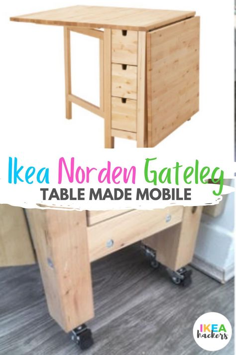 I love my NORDEN Gateleg Table. It fits in nicely in my tiny flat and I use it as a dining table, sewing table and prepping orders from my online shop!However it’s SO heavy which made it difficult to reposition and pull out the other side if I wanted to have more people over for dinner. Read the blog for more ikea hacks and ikea ideas to help make the most out of your home. Ikea Norden Table Casters, Diy Gateleg Table, Norden Gateleg Table Hack, Ikea Norden Sewing Table, Ikea Norden Table Hack, Ikea Folding Table, Ikea Norden Table, Norden Table, Cookie Room