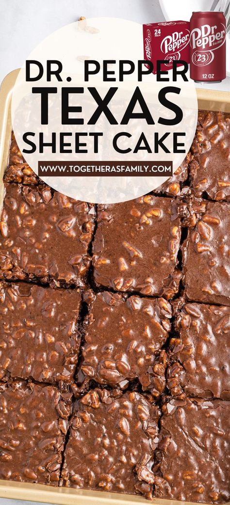 Texas Sheet Cake Dr Pepper, Dr Pepper Cupcakes Pioneer Woman, Dr Pepper Texas Sheet Cake Recipe, Dr Pepper Recipes Desserts, Dr Pepper Dump Cake, Texas Sheet Cake With Cinnamon, The Cake Doctor Recipes, Chocolate Fudge Sheet Cake, Dr Pepper Sheet Cake Recipe