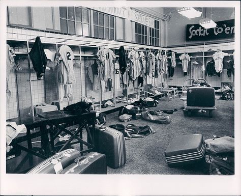 Detroit Tigers Locker Room at Tiger Stadium....1968 Detroit Vs Everybody, Baseball Scoreboard, Tiger Stadium, Baseball Bag, Baseball Helmet, White Sox Baseball, Detroit Sports, Baseball Park, Detroit Tigers Baseball