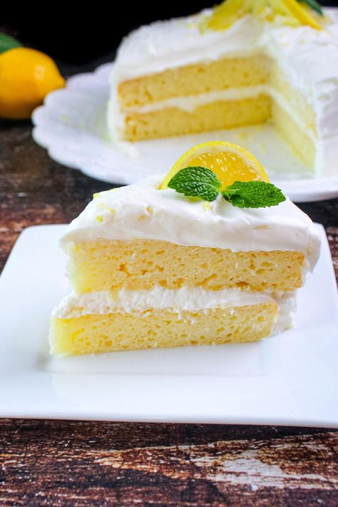 Lemon Lovers Layer Cake 9 Cake, 2 Layer Cakes, Two Layer Cakes, Lemon Cream Cheese Frosting, Canned Frosting, Lemon Squares, Layer Cake Recipes, Leftover Cake, Whipped Cream Frosting