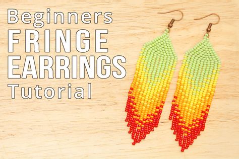 Beginners Beaded Fringe Earring Tutorial | Bead Spider Fringe Earrings Diy Tutorials, Beaded Earrings Tutorials Step By Step, Seed Bead Earrings Tutorial How To Make, Beaded Fringe Earrings Tutorial, Fringe Earrings Tutorial, Spider Video, Fringe Earrings Diy, Bead Spider, Seed Bead Patterns Free