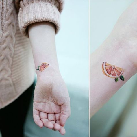 The easiest way to follow your favorite blogs Grapefruit Tattoo, Brain Tattoo, Fruit Watercolor, Fruit Tattoo, Mother Nature Tattoos, Tattoo Nature, Korean Tattoos, Best Tattoos For Women, Small Wrist Tattoos