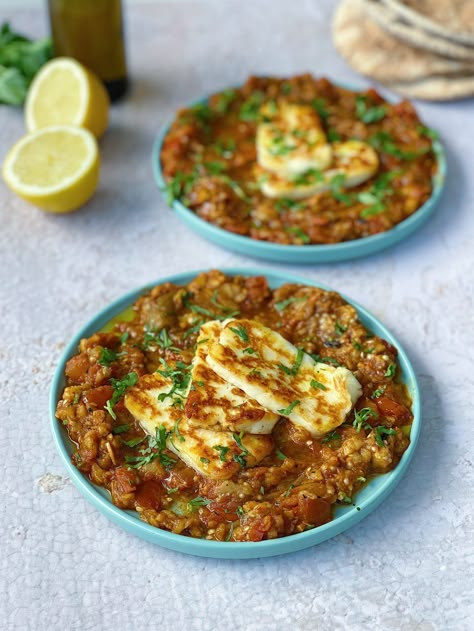 Aubergine Recipes Vegetarian, John Gregory Smith Recipes, Halloumi Aubergine, Zaalouk Recipe, Smoked Aubergine, Crispy Halloumi, Moroccan Dish, Haloumi Recipes, Aubergine Recipes