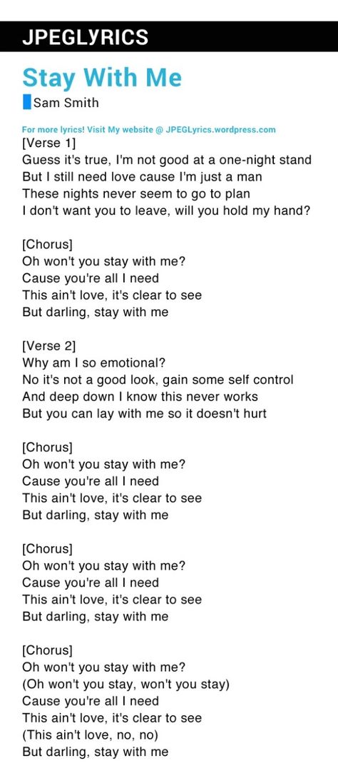 Sam smith- stay with me Stay With Me Lyrics, Stay With Me Song, I Said I Love The Smiths, The Smiths Song Lyrics, Sam Smith Stay With Me, I Know It's Over The Smiths Lyrics, Sam Smith Music, More Lyrics, Sam Smith