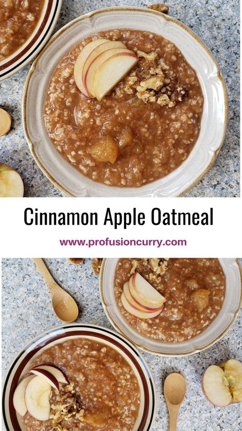 Apple and cinnamon oats Instapot Oatmeal Apple Cinnamon, Apple Cinnamon Steel Cut Oats, Cinnamon Apple Oatmeal, Food For Fall, Sugar Free Oatmeal, Winter Brunch, Apple Pie Oatmeal, Sugar Free Breakfast, Gluten Free Instant Pot