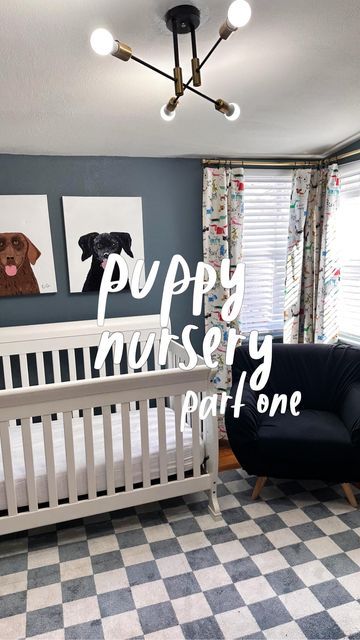 CONSTANCE | HOME DECOR & DIY on Instagram: "Summit’s puppy dog themed nursery: part one! We are big puppy dog lovers over here and I love any opportunity to decorate a fun room so the decision was an easy one! My mom painted pictures of our dogs - Lilly and Paisley. Paisley passed away unexpectedly after Christmas so having this painting is extra special now 🥹🤍. It’s crazy to think this was our laundry room before the renovation!! I have a fun DIY planned for the walls! Any guesses? Follow along for part two! . . . #home #homedecor #reno #update #nursery #homeinspo #homeinspo4u #thriftedhome #diy #diyhome #dog #puppy #dogtheme #theme #walmart #paint #art" Dog Theme Nursery, Puppy Nursery For Dogs, Puppy Theme Nursery, Nursery Ideas Dog Theme, Neutral Puppy Nursery, Nursery Ideas Puppy Theme, Dog Nursery Theme, Dog Themed Nursery Gender Neutral, Puppy Nursery Theme