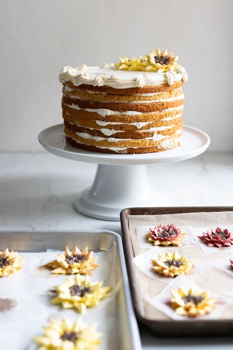 Honey Cake with Honey Buttercream - ZoëBakes Honey Ginger Cake, Twice Baked Honey Cake, Honey Smash Cake, Cakes With Honey, Honey Filling For Cake, Honey Cinnamon Cake, Honey Nut Cake, Honey Bee Cake Design, Honey Sponge Cake