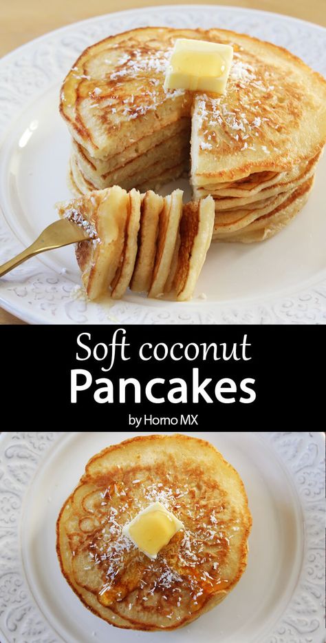 Hawaiian Pancakes Recipe, Coconut Cream Pancakes, Thai Coconut Pancakes, Coconut Pancakes Recipe, Coconut Milk Pancakes, Coconut Flour Pancakes, Coconut Pancakes, Crepes And Waffles, Coconut Milk Recipes