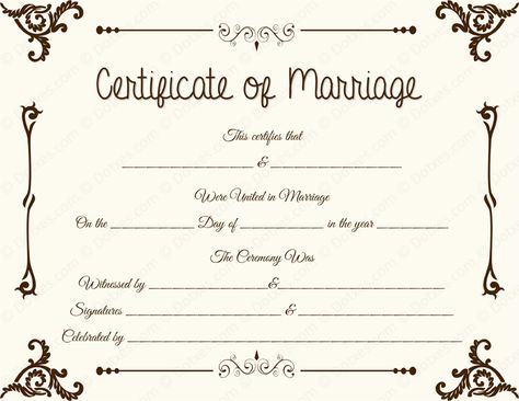 Fake Floral Corner Marriage Certificate Template Fake Wedding Certificate, Fake Marriage Certificate, Marriage Certificate Template, Certificate Of Marriage, Certificate Format, Wedding Script, Marriage Records, Wedding Certificate, Certificate Design Template