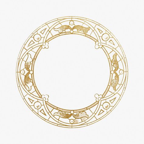 Art Nouveau Circle Frame, Circular Frame Design, Art Nouveau Circle, Circle Frame Design, Round Frame Design, Stained Glass Frames, Motifs Art Nouveau, Frame Collage, Circle Borders