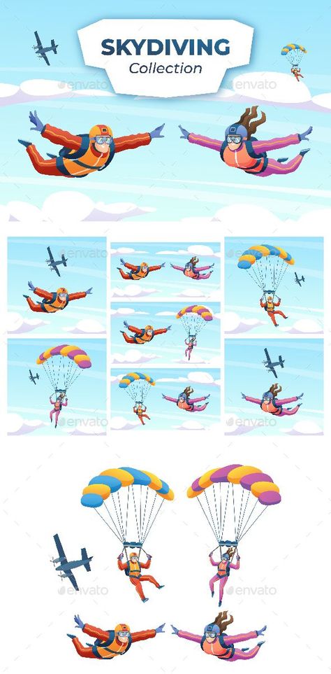 Skydiving Collection, #Collection, #Advertisement, #Skydiving, #ad Tshirt Design Inspiration, Skydiving, Graphic Illustration, The Sky, Illustrator, Design Inspiration, Tshirt Designs, Disney Characters, Fictional Characters