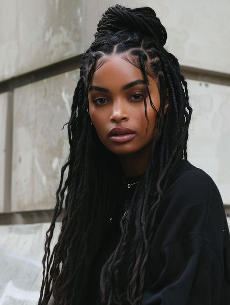 Explore the Timeless Appeal of Long Box Braids Women Hair Braiding Styles, Braids And Afro Hairstyles, Black Woman Braids Aesthetic, Medium Thick Braids, Narcissa Braids, Long Loc Updo Styles Women, Persian Hairstyles, Black Hair Twists, Styling Braids Black Women