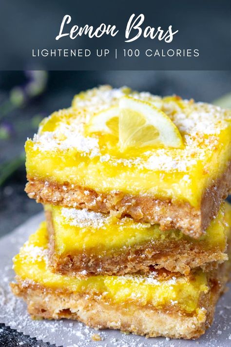 Lemon Desserts Healthy, Weight Watchers Lemon Bars, Dessert Recipes Healthy, Low Cal Dessert, Lemon Dessert, Lemon Bars Recipe, Buttery Shortbread, Lemon Dessert Recipes, Shortbread Crust