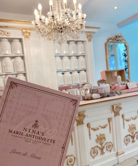 Plaza Princess Aesthetic, White Tea Party, Plaza Princess, Aesthetic Gold, Parisian Vibes, Coquette Pink, Makeup Store, Briar Rose, Bakery Shop