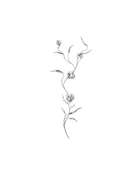 Minimal Half Sleeve Tattoo, Simplistic Back Tattoos For Women, Detach Tattoo, Spine Tattoo Vine, Flowers Line Tattoo, Wispy Flower Tattoo, Red Vine Tattoo, Water Tatoos, Water Inspired Tattoo