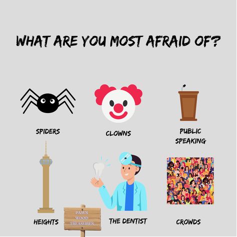 fun social media post to help boost engagement on facebook, instagram, etc - fears, clowns, halloween, spiders, scary, spooky, haunted, aesthetic, inspo, fall, festival, creative, small business Halloween Social Media Engagement Posts, Haunted Aesthetic, Clowns Halloween, Halloween Spiders, Halloween Social, Spiders Scary, Engagement Posts, Are You Scared, Social Media Engagement