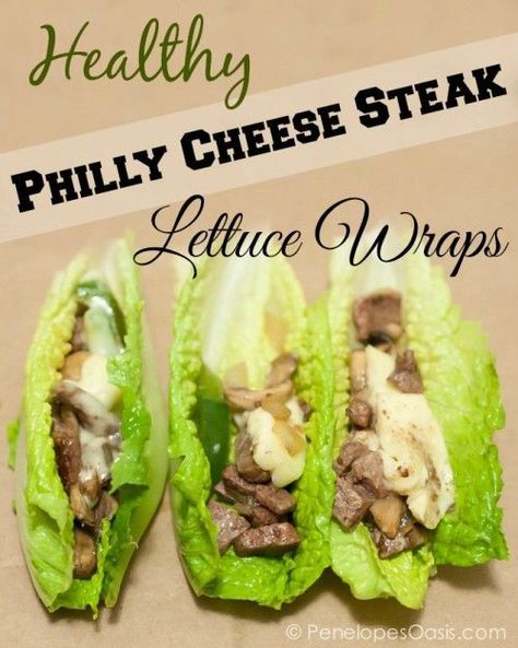 Healthy Philly Cheese Steak, Steak Lettuce Wraps, Cheese Steak Sandwich Recipe, Salat Wraps, Lettuce Wraps Recipe, Philly Cheese Steak Recipe, Cheesesteak Recipe, Lettuce Wrap Recipes, Lettuce Wrap