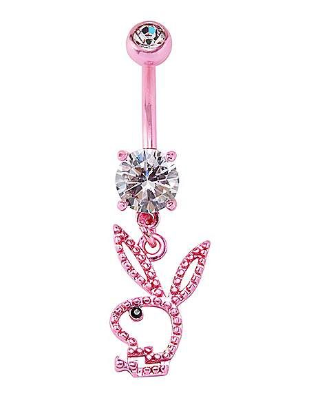 CZ Pink Playboy Bunny Cut Out Titanium Dangle Belly Ring - 14 Gauge - Spencer's Y2k Belly Button Piercing, Pink Playboy Bunny, Pink Playboy, Belly Piercings, Bellybutton Piercings, Belly Button Piercing Jewelry, Belly Piercing Jewelry, Belly Piercing Ring, Hello Kitty Jewelry