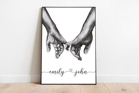 Holding Hands Art, Monroe Tattoo, Just Got Engaged, Hands Art, Custom Canvas Prints, Couples Gift, Hand Art, Custom Canvas, Engagement Gifts