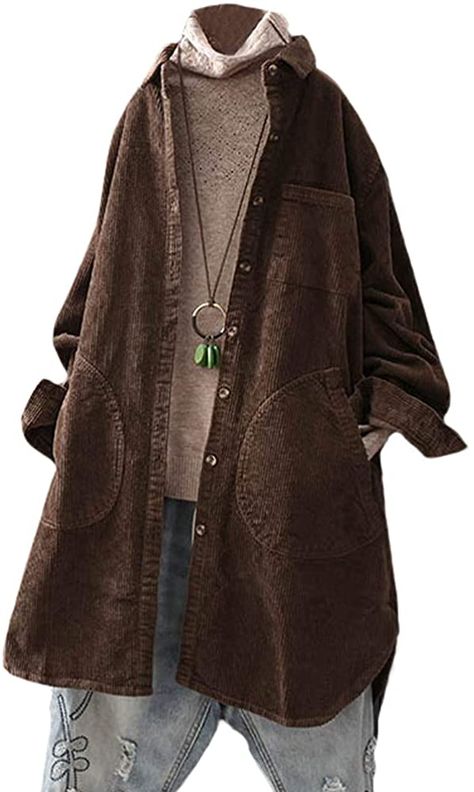 Goblincore Aesthetic, Tunics With Leggings, Estilo Hippie, Womens Coats, Corduroy Shirt, Big Pockets, Swaggy Outfits, Corduroy Jacket, Outfit Casual