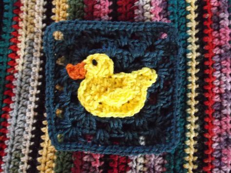 Duck Granny Square Pattern, Crochet Duck Granny Square, Duck Granny Square, Forest Sweater, Duck Crochet, Halloween Cardigan, Crochet Dinosaur Patterns, Crochet Dragon Pattern, Crochet Blanket Designs