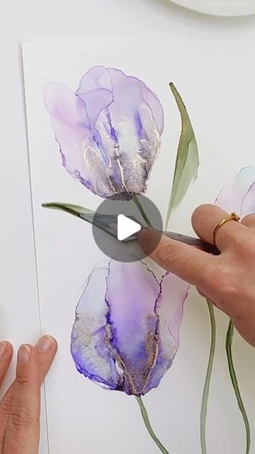 Alcohol Ink Ideas Tutorials, Alcohol Ink Flowers, Floral Tutorials, Floral Projects, Tulips Art, New Tools, Creative Challenge, Alcohol Ink Art, Alcohol Inks