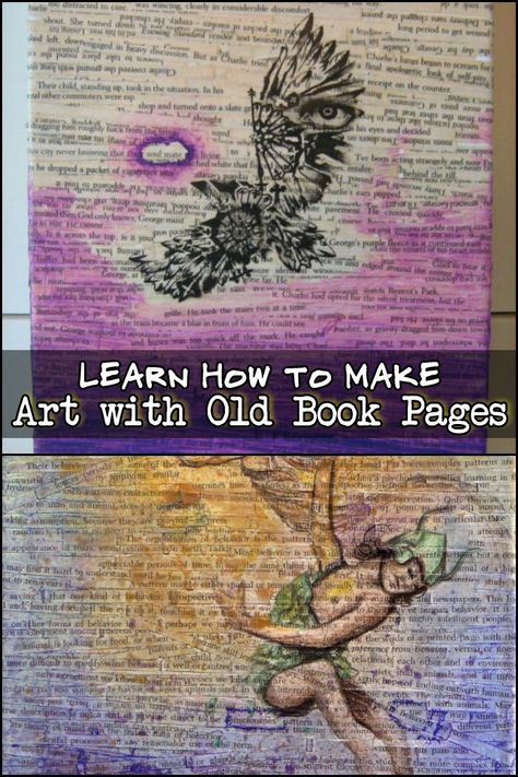 Painting On Book Pages Ideas, Prints On Book Pages, Book Page Art Ideas, Painted Book Pages, Painting On Book Pages, Art On Book Pages, Love Newspaper, Altered Art Canvas, Old Book Art