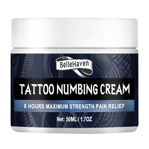 PRICES MAY VARY. 【6.5% Lidicaine Maximum Strength Numbing】Our tattoo numbing cream for microneedling is formulated for maximum strength, providing a painless tattoo experience with deep numbing. It is the extra strength numbing tattoo numbing cream recommended by professional tattoo artists. 【8 hours Long-Lasting】Our tattoo numbing cream has a 8 hours long-lasting effect because of 6.5% Lidicaine. It can ensure that you can enjoy your tattoo without any discomfort for up to 8 hours. It works qui Numbing Cream For Tattoos, Tattoo Numbing Cream, Painless Tattoo, Tattoo Cream, Numbing Cream, Strength Tattoo, Professional Tattoo, Piercing Ideas, Pain Relief