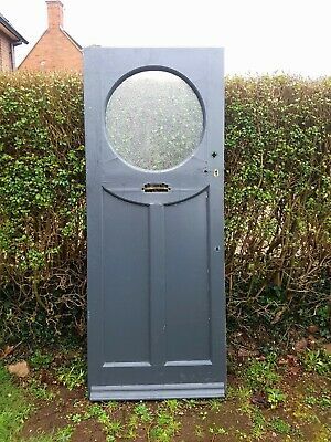 2 panels on round frosted window and weather board. Front Door Round Window, Door With Round Window, 1930s Front Door, 1930s House Exterior, Saloon Doors, Frosted Glass Window, Frosted Window, Door Picture, 1930s House