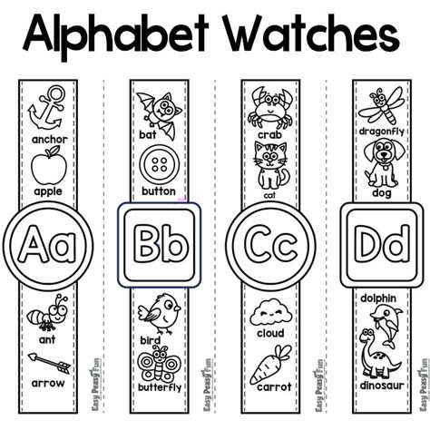 Alphabet Day At School, Alphabet Watches Free Printable, Abc Recognition Activities Preschool, Alphabet Booklets Free Printable, Teaching Alphabet To Kindergarteners, Learning The Alphabet Activities, Alphabet Puzzles Free Printable, G Preschool Activities, Vocabulary Activities Preschool