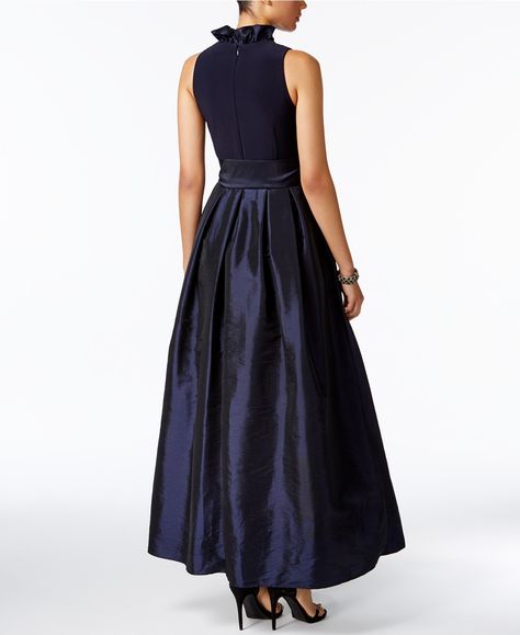 Jessica Howard Ruffled A-Line Gown - Dresses - Women - Macy's Elegant Long Dresses, Navy Evening Gown, Mother Of Groom Outfits, Mother Of The Bride Fashion, Bride And Mother, Dresses Elegant Long, Gown Blue, Mother Of Bride Outfits, Jessica Howard Dress