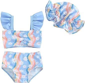 Toddler Baby Girl Swimsuit Infant Bathing Suit Bikini Sets Swimwear Fly Sleeve Summer 3 Piece Set Summer 3, Kids Luggage, Luxury Store, Pharmacy Gifts, Bathing Suit, Two Pieces, 3 Piece