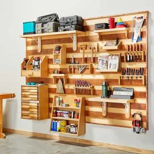 How to Build a French Cleat Tool Storage Wall (DIY) | Family Handyman Arbejdsplads Garage, Garage Shelving Plans, French Cleat Wall, Tool Wall Storage, Cleat Wall, Hardware Organizer, Tool Storage Diy, Woodworking Joinery, Woodworking Inspiration