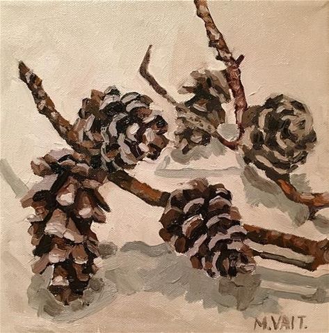 Winter Potpourri, Painting Vibes, Cozy Pictures, Paintings Christmas, Christmas Chalk, Advanced Higher Art, Painted Pinecones, Acrylic Ideas, Holiday Painting