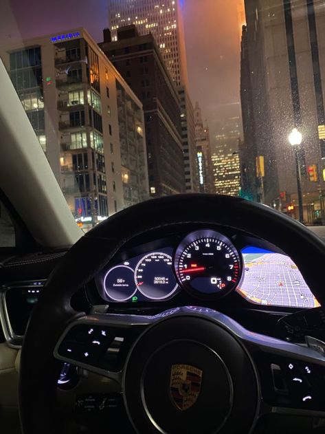 Driving Aesthetic Porsche, Porsche Aesthetic Interior, Driving Porsche Aesthetic, Car Interior At Night, Getting A Car Aesthetic, Driving Car Aesthetic Night, Luxury Car Aesthetic Night, Porsche Interior Aesthetic, Car Driving Pic