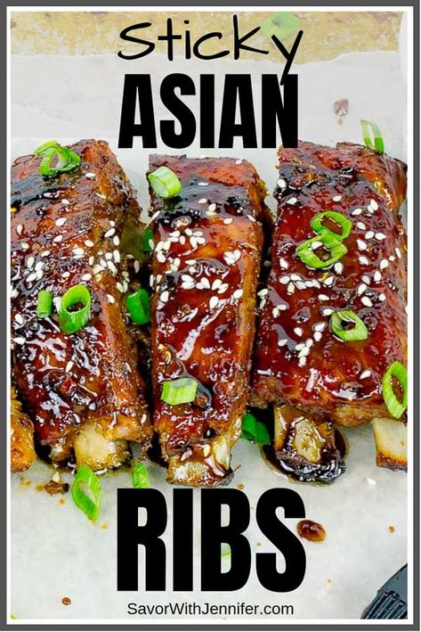 Sticky Asian Pork, Asian Pork Ribs, Sticky Asian Ribs, Asian Ribs, Baked Pork Ribs, Pork Ribs Recipe, Rib Meat, Asian Pork, Pork Rib Recipes