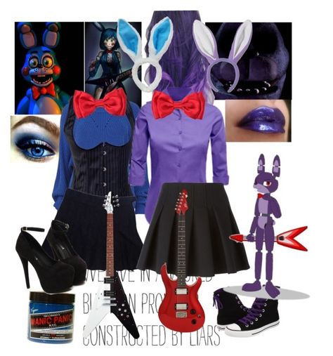 Roxanne Wolf Inspired Outfit, Bonnie Fnaf Costume, Chica Outfit Fnaf, Bonnie Fnaf Outfit Ideas, Bonnie Fnaf Cosplay, Fnaf Bonnie Outfit, Lolbit Inspired Outfits, Fnaf Movie Outfit Ideas, Chica Halloween Costume Fnaf