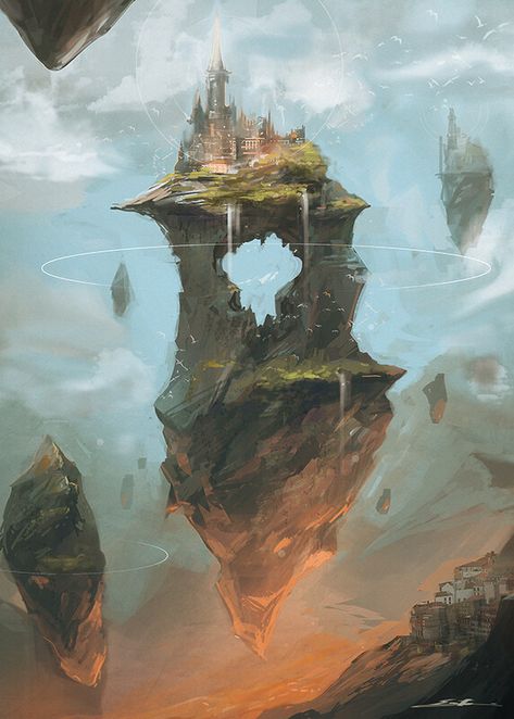 Floating Castle, Floating World, Scene Art, Fantasy Fiction, Fantasy Castle, Fantasy Setting, D&d Dungeons And Dragons, City Landscape, Fantasy Art Landscapes