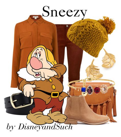 "Sneezy" by disneyandsuch ❤ liked on Polyvore featuring Alex Monroe, Maje, Whistles, Sole Society, Mollini, Burton, Juicy Couture, disney, disneybound and snowwhiteandthesevendwarfs Disney Character Outfits, Disney Bound Outfits Casual, Dekorasi Halloween, Disney Themed Outfits, Cute Disney Outfits, Everyday Cosplay, Disney Inspired Fashion, Character Inspired Outfits, Disney Bound Outfits