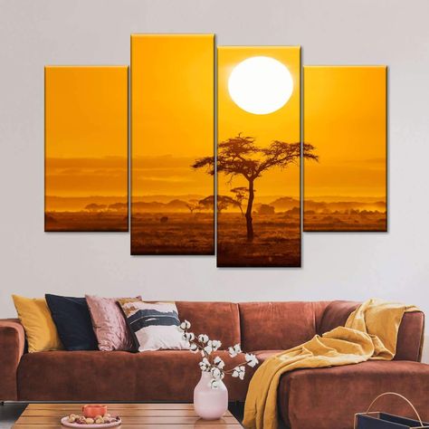 Rising Sun Over Savanna will refresh your mind and soul whenever you stop and stare at it. This high-quality art print will complement any room in your home and soothe your senses with nature's beauty. Rising Sun Painting, Artist Bedroom, Sun Painting, Acacia Tree, Nature Artists, Tree Artwork, Minimalist Photography, Tree Wall Art, Rising Sun